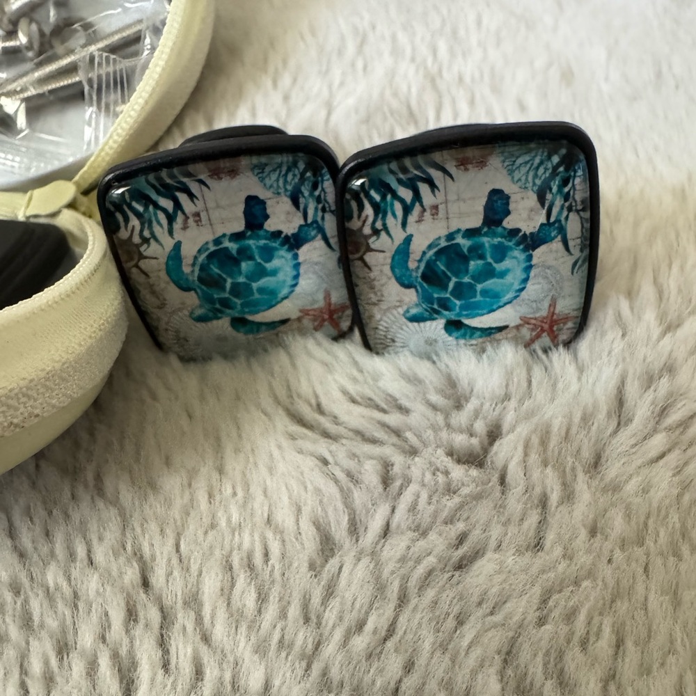 Turtle Design Ceramic Knobs - (2 for $9.00) Blue and Black